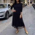 thumbnail image 2 of DHFJKG Skirt Sets For Women 2 Piece Outfits Long Sleeve Crewneck Pullover T Shirts Casual Mesh Midi Skirt Matching Set Stylish Outfit, 2 of 5