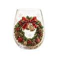 thumbnail image 2 of Christmas Stemless Wine Glasses 3D Relief Art Glass Cups Decorative Drinkware Unique Festive Gift for Entertaining, 2 of 6