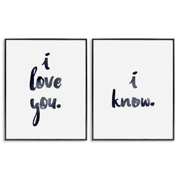 Stupell Industries Glam I Love You Phrase Inspirational Painting Black Framed Art Print Wall Art, 11 x 14, Set of 2