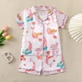 thumbnail image 6 of MEZZALL Outfit Sets Kids Girls Summer Pajama Short Sleeve Lapel Button Shirts Tops Shorts Tops And Shorts Comfy Homewear Cute 6 7 Printed Soft Children Fashion Clothes Sets, 6 of 9