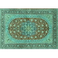 thumbnail image 1 of Ahgly Company Machine Washable Indoor Rectangle Persian Turquoise Blue Traditional Area Rugs, 2' x 4', 1 of 4