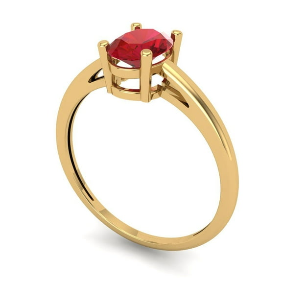 1 ct Oval Cut Simulated Pink Tourmaline Solitaire Engagement Ring for Women in 18K Yellow Gold