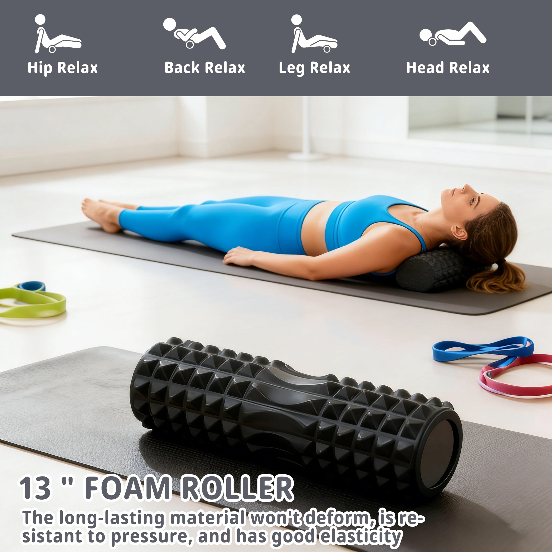 Foam Roller Set, Deep Tissue Massage Kit for Sore Muscle Relief Massage Roller 5 in 1