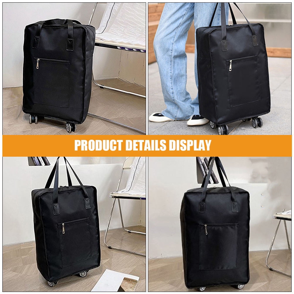 OUNONA 30L Black Foldable with Universal Wheels, Oxford Cloth Storage Luggage for Easy Carry