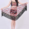 thumbnail image 5 of Xfvqtps Woman Sequin Dance Skirt Tassel Triangular Belt Belly Dancing Waist Towel Waist Chain Hip Towel Performance Skirt Red, 5 of 7