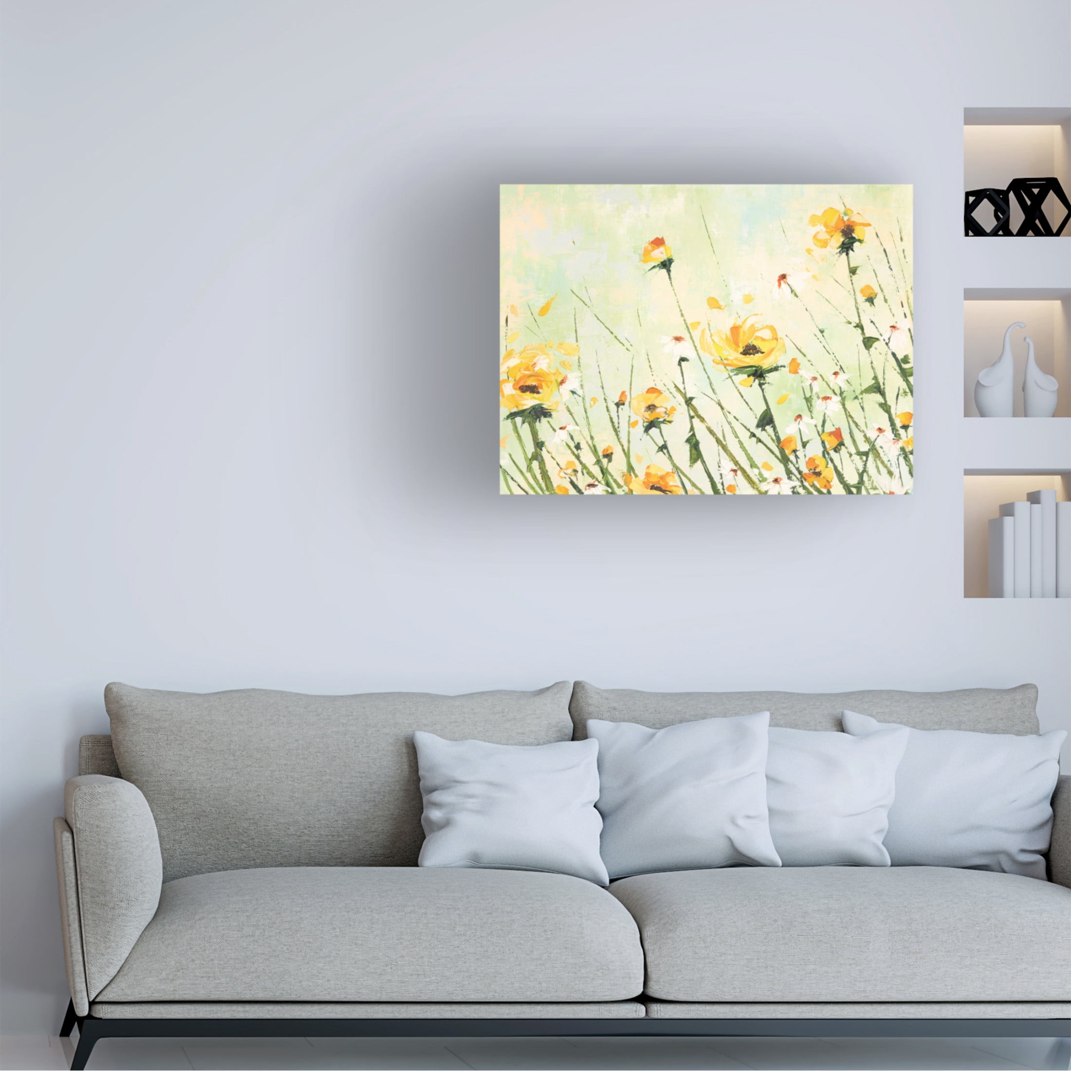 Canvas Wall Art - Emma Coghlan 'Chrysanthemum and Daisy Field' Wall Art for Living Room, Bedroom, or Office Décor by Trademark Fine Art - 19 x 14 Inches