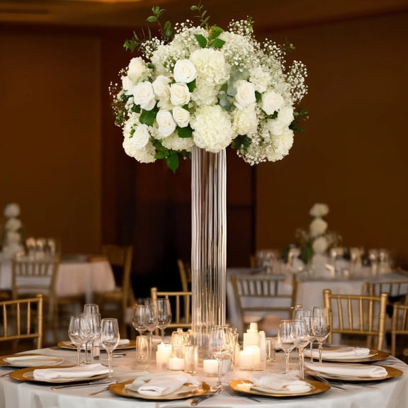 Balsa Circle 2 Clear 40 in Ribbed Cylinder Glass Vases Centerpieces Party Reception Table Décor Event Decorations
