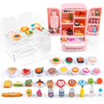 thumbnail image 1 of 95 Pcs Dollhouse Refrigerator Mini Fridge Table Dining Car Toy with Food Set Kitchen Furniture Miniatures Party Fruits Juice Milk Desserts for Children Drink Cake Pretend Play Game Fake Ice Cubes, 1 of 5