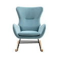thumbnail image 5 of Rocking Chair, 33.1" Modern Velvet Fabric Padded Seat Rocking Chair with High Backrest and Armrests Nursery Glider Armchair with Solid Wood Base Accent Wingback Chair for Elderly Adults, Light Blue, 5 of 7