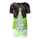 thumbnail image 5 of Fiudx Ofertas Relámpago Top de Manga Corta con Cuello En V Raglán con Parte Delantera Corta y Espalda Larga con Estampado Navideño Informal a La Moda para Mujer, 5 of 5