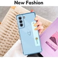 thumbnail image 4 of Designed for Samsung Galaxy S21 FE 6.4" Luxury Case for Women Girls,Soft Silicone Plating Bumper Wristband Holder Case Slim Anti-Scratch Shockproof Love Heart Cute Case(Sky Blue), 4 of 7