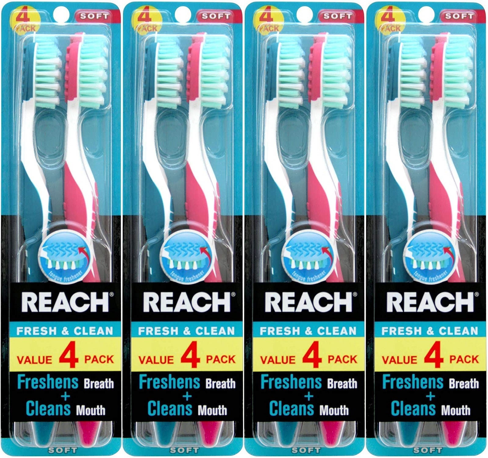 Reach Fresh & Clean Soft Toothbrushes, 4 Count (Pack of 4) Total 16
