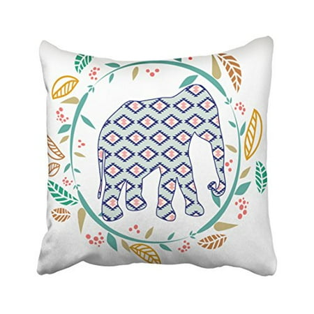 18 Inch Leaf - WinHome White Elephant Leaf Gypsy Geometric Boho Polyester 18 x 18 Inch Square Throw Pillow Covers With Hidden Zipper Home Sofa Cushion Decorative Pillowcases