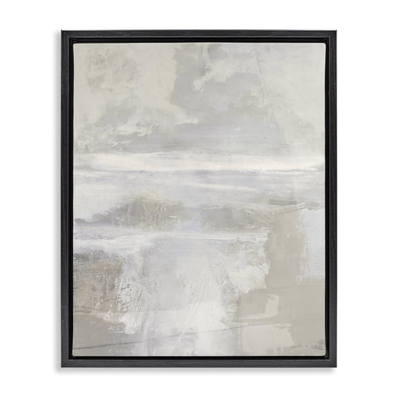 Stupell Industries Muted Beige & Grey Abstract Painting Black Floater Framed Canvas Art Print Wall Art, 17 x 21