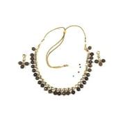 Mogul Fabulous Goldtone Designer Jewelry Brown Stones Necklace Earrings Sets