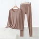 thumbnail image 3 of Conjunto de Ropa Interior Larga de Mujer Cuello Redondo Manga Larga Ropa de Salón Casual Pijamas Ropa de Dormir para la Noche de Primavera Invierno, 3 of 5