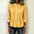 thumbnail image 4 of CHGBMOK Women's Fall Tops Crew Neck Long Sleeve Shirts with Button Down Casual Pleated Blouses, 4 of 6