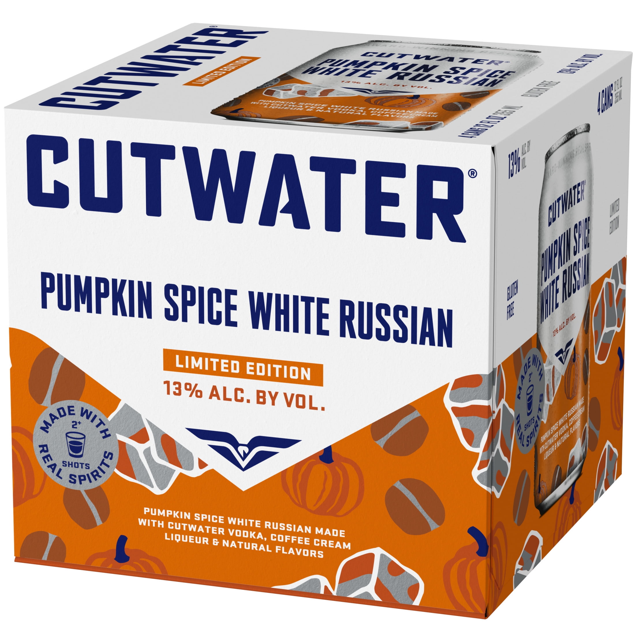 Cutwater Vodka Pumpkin Spice White Russian 4 pack of 12 fl oz Cans, 13% ABV