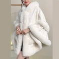 thumbnail image 6 of Women's Plush Cardigan Faux Fur Comfy Soft Cloak Shawl Wraps Winter Poncho Oversized Cape For Evening Party (Free Size, White), 6 of 7