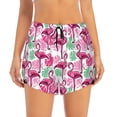 thumbnail image 2 of Fuzoiu Flamingo Print Women's Athletic Shorts, Double-Layer Running Shorts with Pocket,Women's Workout Shorts for Yoga, Gym, and Workouts-Large, 2 of 7