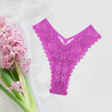 Pavied Thongs for Women Panties for Women Woman Underwear Lingerie Thong Lace Low Waist High Slit Fashion Seamless Women s Thong Female Panties Cheeky Underwear Lace Underwear Purple XL