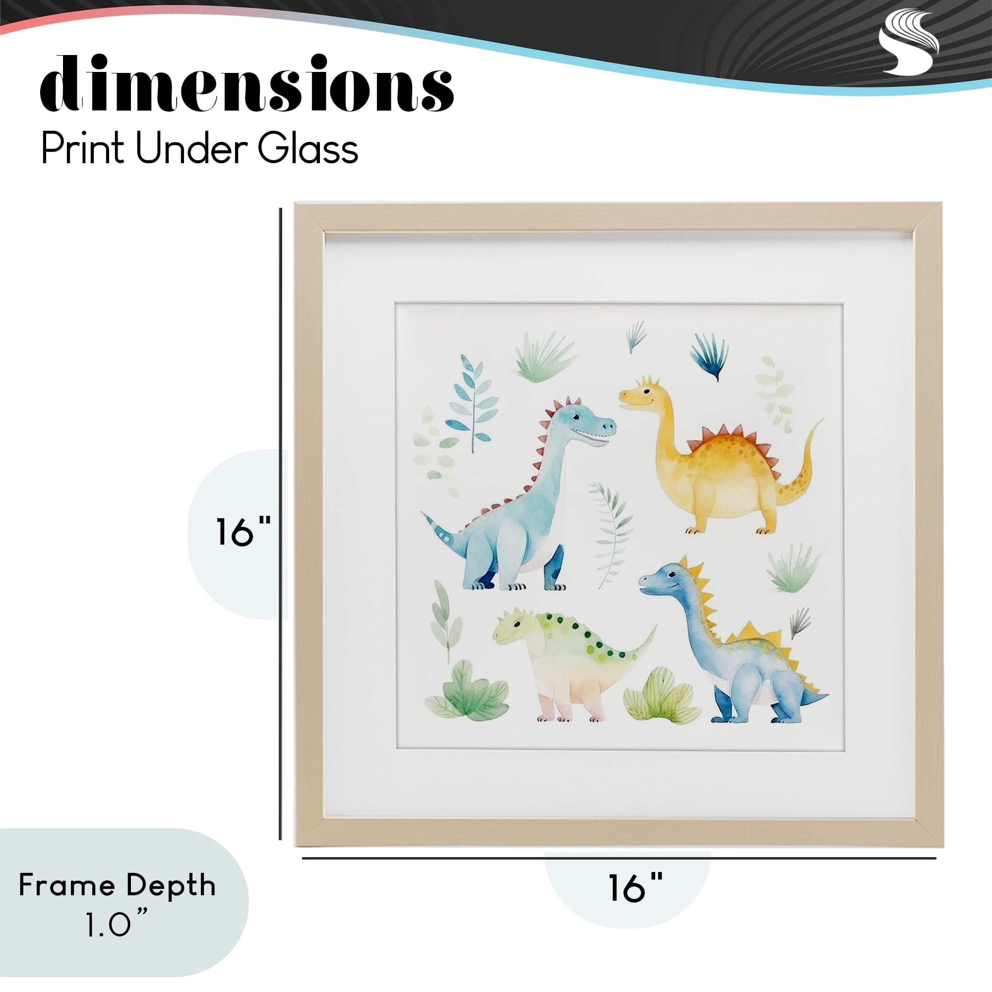 Stupell Industries Playful Dinosaur Wonderland Birch Framed Print Under Glass, design by Lazar Studio