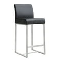 thumbnail image 2 of TOV Furniture Denmark Black Vegan Leather Counter Stool with Silver Legs - Set of 2, 2 of 10