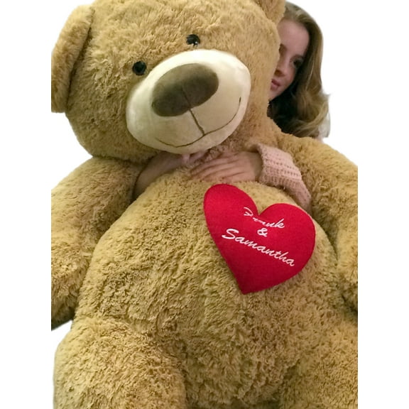 Your Custom Personalized Name or Message on 5 Foot Giant Teddy Bear, Has Customized Heart on Chest