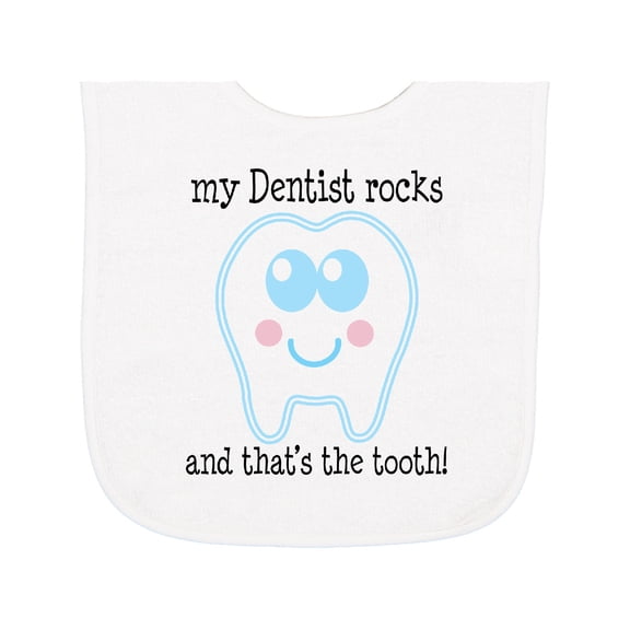 Inktastic Dentist Rocks Tooth Baby Terry Cloth Bib