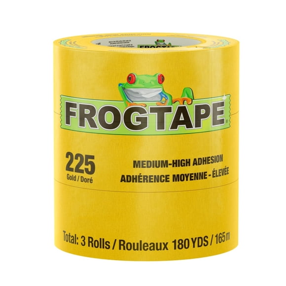 Shurtape Masking Tape 105375 FrogTape 225; Performance Grade; 1.41 Inch Width x 60 Yard Length; Gold; Rubber Adhesive With Fine Structured Crepe Backing; Single; UV-Resistant