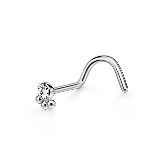 20g Nose Screw with CZ Surgical Steel Dog Paw with Triple Balls Nose Studs for Women Nose Rings Studs 20 Gauge Nostril Piercing Jewelry Silver