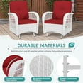 thumbnail image 2 of MEETWARM Patio Wicker Rocking Glider Set, All-Weather Outdoor Rattan Patio Rocking Chairs of 2, Patio Conversation Set with Thickened Cushions for Porch Garden & Backyard, White Wicker/Red, 2 of 7