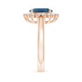 thumbnail image 3 of ANGARA Natural Princess Diana Inspired 2.25 ct London Blue Topaz Ring with Halo in 14K Rose Gold for Women (Size-9x7mm) | November Birthstone Jewelry for Women | London Blue Topaz Ring (Ring Size - 7), 3 of 9