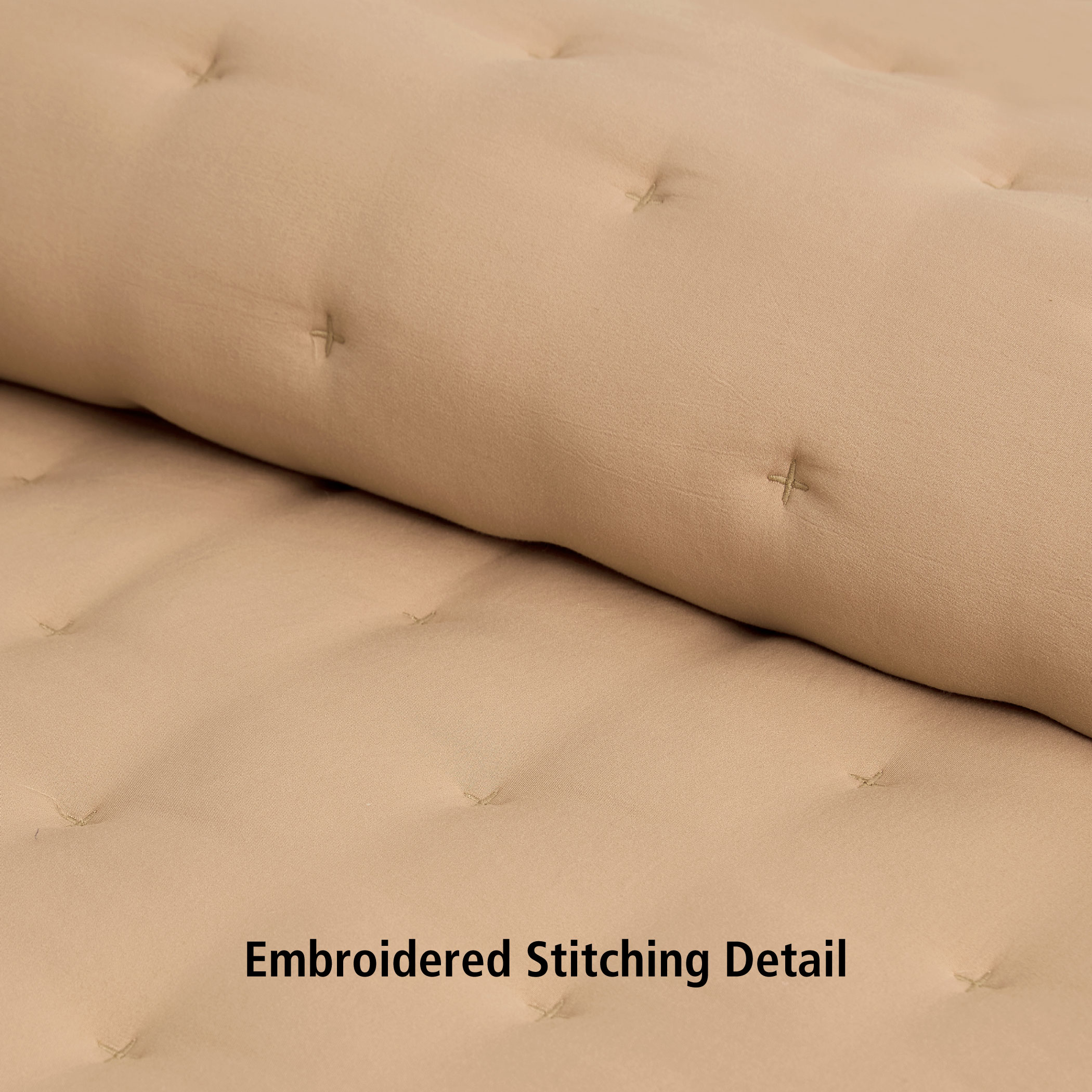 Mainstays Full/Queen Comforter Set, Soft Lightweight & All Season, 3-Piece, Fatigue Tan