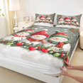 thumbnail image 3 of Manfei Kawaii Xmas Snowmen Queen Sheet Sets,Merry Christmas Flat Sheet,Red Green White Queen Fitted Sheet For Kids,Super Cozy Room Decor,4-Piece, 3 of 7