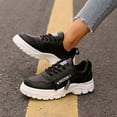 thumbnail image 6 of BYHONG Women's Fashion Leather Lace up Low Top Sneakers Casual Comfortable Shoes Casual Shoes for Women Black 7.5, 6 of 8