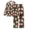 thumbnail image 5 of Tiweut Womens Christmas Pajamas Sets Cozy Santa Graphic Print Long Sleeve Lapel Blouses and Long Comfy Pants for Holiday Comfort Homewear Nightwear Outfit Regular Sleepwear,Black1,M, 5 of 5