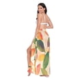 thumbnail image 3 of FORMRS Womens Long Sarong Beach Wrap Semi-Sheer Bikini Skirt Bathing Swimsuit Cover Up, Green Retro Autumn Leaves, 3 of 7