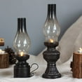 thumbnail image 3 of HAZIUA Black Retro Resin Glass Cover Kerosene Lamp Household Candlestick Candle Holder Home Decoration Supplies 8.3*7.5 in B, 3 of 6