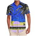 thumbnail image 2 of Aobny Hawaiian Tees Button Up Tropical Mens Clothing Collared Polos Short Sleeve Big & Tall Men Shirt,Blue,L, 2 of 6