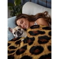 thumbnail image 3 of Leopard Twim XL Size Flat Sheet, Wrinkleproof & Fadeproof Cooling Flat Bed Sheet Only, Brown Vintage Leopard Print Breathable Soft Bedding Top Sheets 66 x 102 Inches, 3 of 8