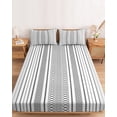 thumbnail image 2 of Cal.King Size Fitted Sheet Set - Black White Striped 3 Piece Bedding Sets 16" Deep Pocket Fitted Sheet with 2 Pillowcases, Modern Farmhouse Geometric Brushed Microfiber Hotel Luxury Bed Sheets, 2 of 9