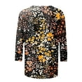 thumbnail image 4 of 3/4 Sleeve Tops for Women Casual Crew Neck Shirts Summer T Shirt Basic Loose Fit Tee Blouses Trendy Floral T-shirts, 4 of 5