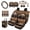 Brown Bear Tribal Print, variant on 16PCS Car Seat Cover Full Set, with Comfy Steering Wheel Cover, Leopard Theme Car Coasters, Suitable for Daily Van and Auto Interior