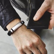 U7 Simple Leather Bracelets For Men Boys Adjustable Braided Leather Wristband ID Tag Stainless Steel Bracelet Fathers Day Gift,19cm/7.5 Inch