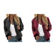 thumbnail image 1 of (2-Pack) Rinsvye Womens Solid Color Zipper Jacket Outerwear Casual Wear Winter Warmth, 1 of 7