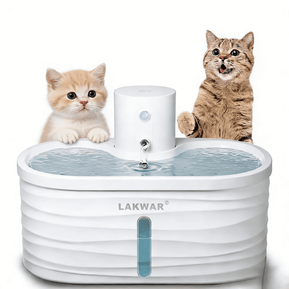 LAKWAR Cat Water Fountain Auto-3 Water Flow Modes 5000mAh Battery Ultra Quiet Automatic Cats Water Fountain Cordless Dog Water Dispenser with Replacement Filters-BPA Free