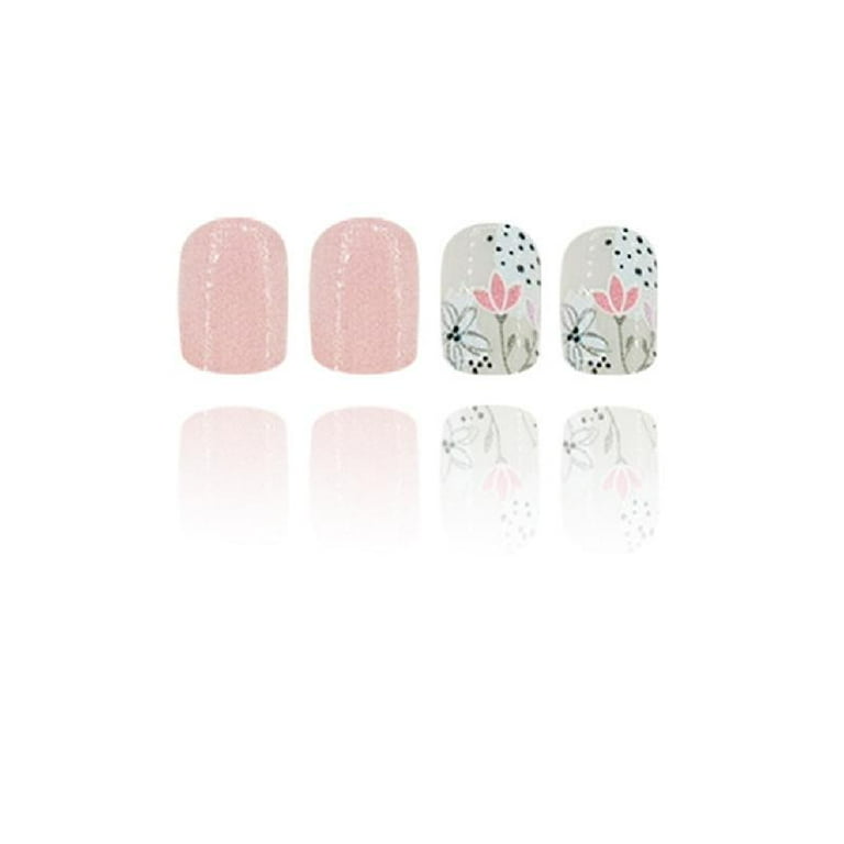 JZROCKER 24Pcs Square Press on Nails Glossy Designs French Fake Nails Acrylic False Nails,Artificial Nails Glues on Nails Women