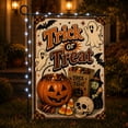 thumbnail image 2 of Halloween Trick or Treat Garden Flag with LED Lights, 12 x 18 Inch Double Sided Polyester Boo Ghost Bat Pumpkin Skull Witch Yard Flag for Farmhouse Holiday Decor, 2 of 5