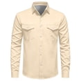 thumbnail image 5 of LYSMORA Mens Lapel Long Sleeve Western Button Down Shirt Dual Snap Chest Pockets Solid Woven Casual Cowboy Shirt, 5 of 8